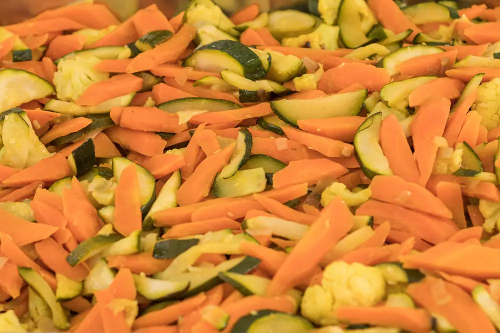 Sliced Carrots and cucumbers