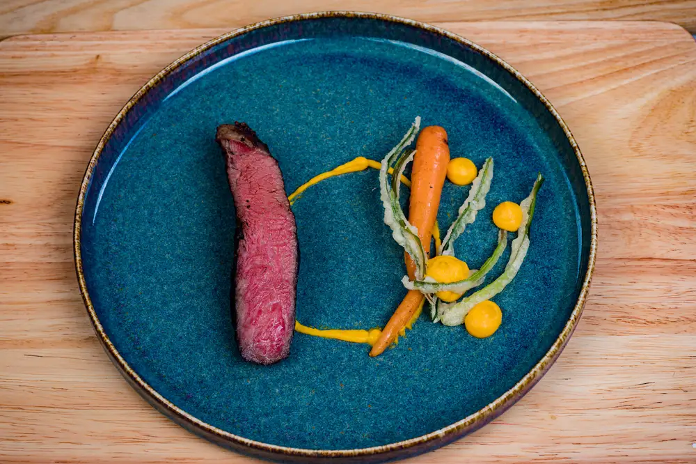 Food art with stake