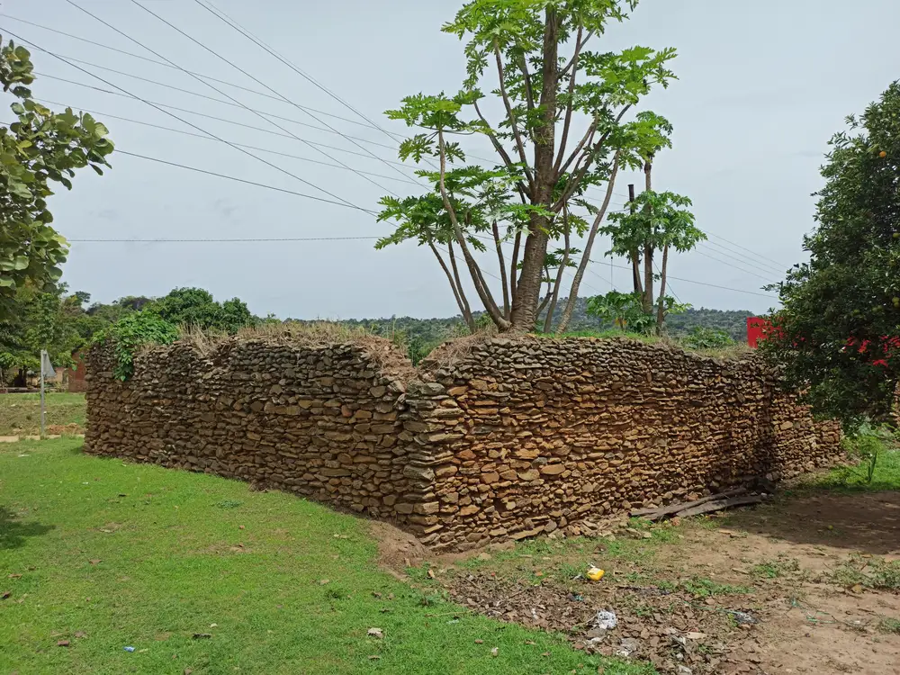 An ancient stone wall structure in Moyo, Uganda