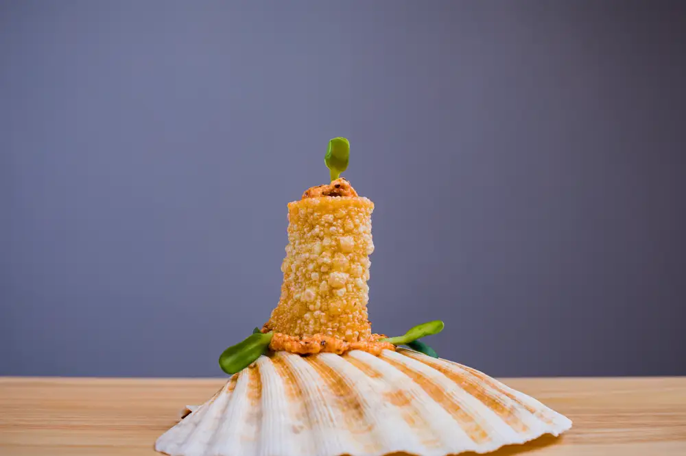 Cheese tower on a seashell