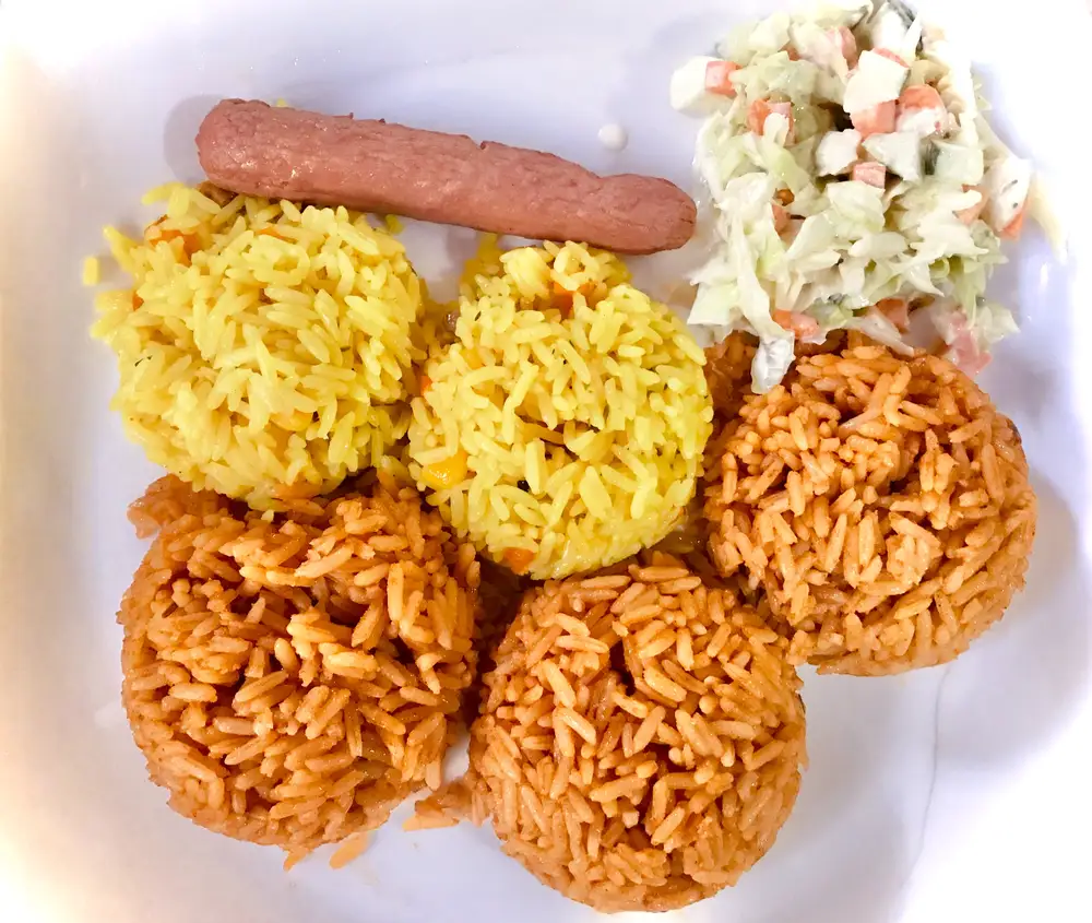 Fried and jollof rice