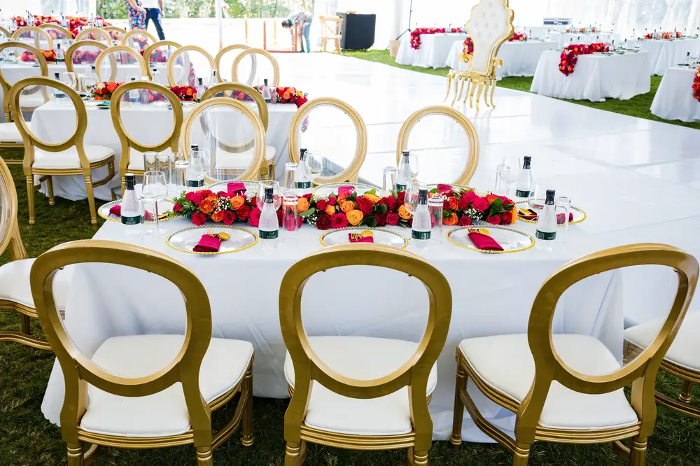 Decorated chairs and table