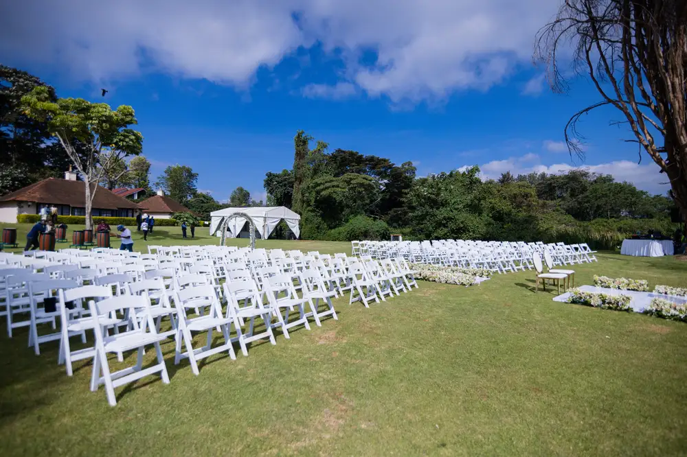 Outdoor Event with white chairs