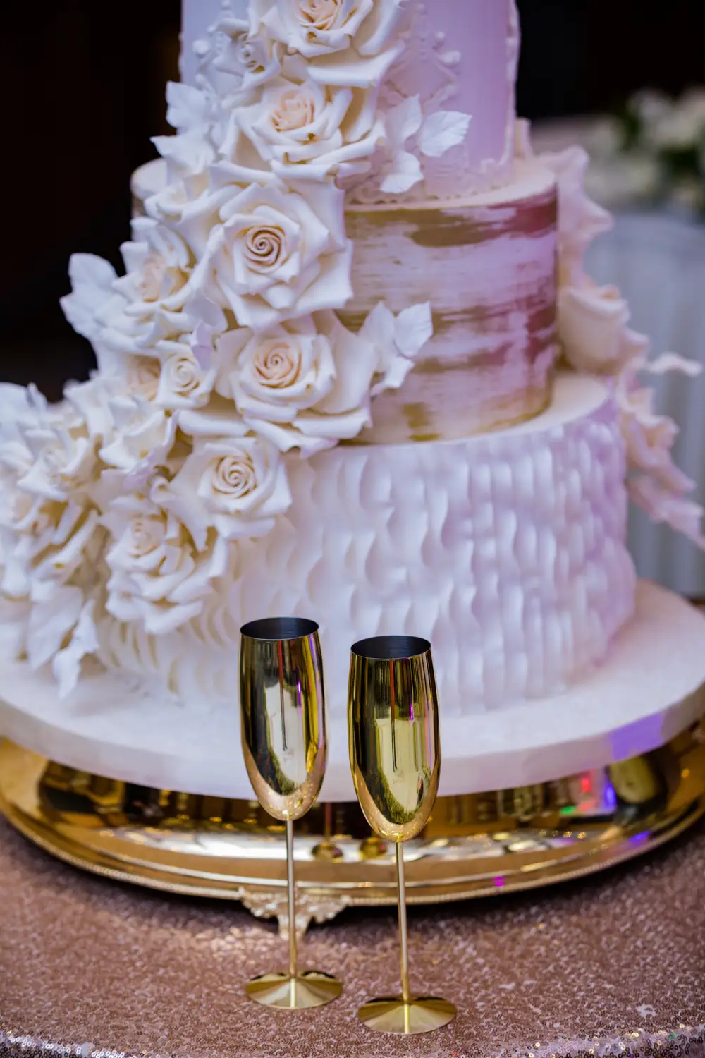 Wedding Cake with two golden cups