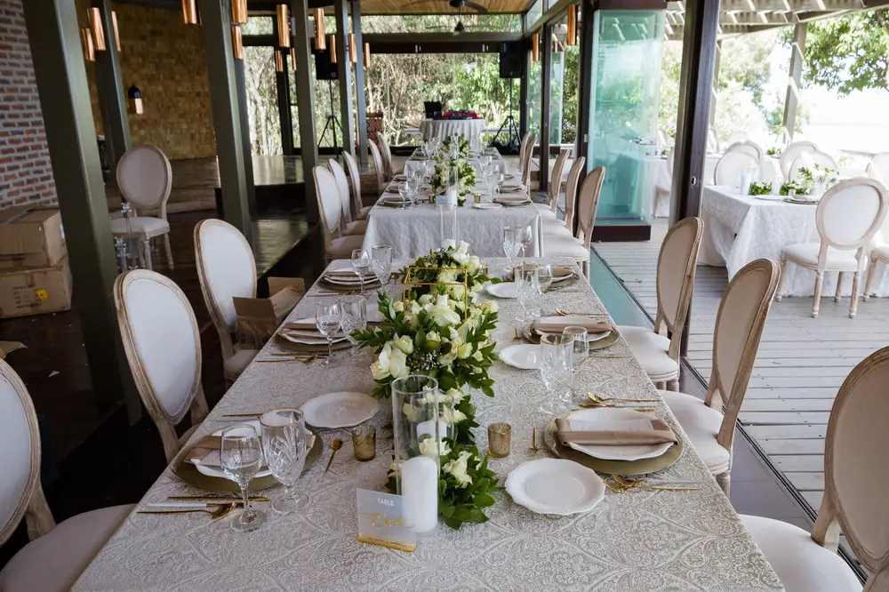 Dinning Table decorated with flowers