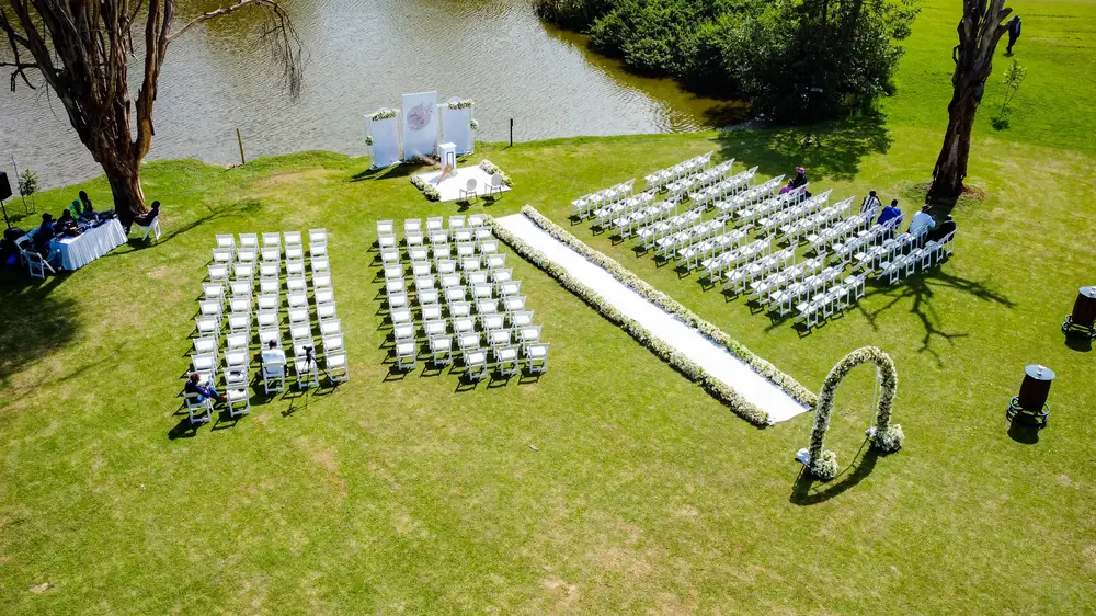Drone view of Wedding Isle and Chairs