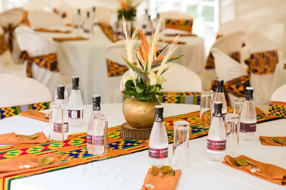 White themed Wedding with kente Designs