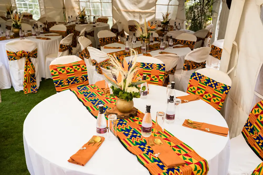 Round table at a white themed traditional Event