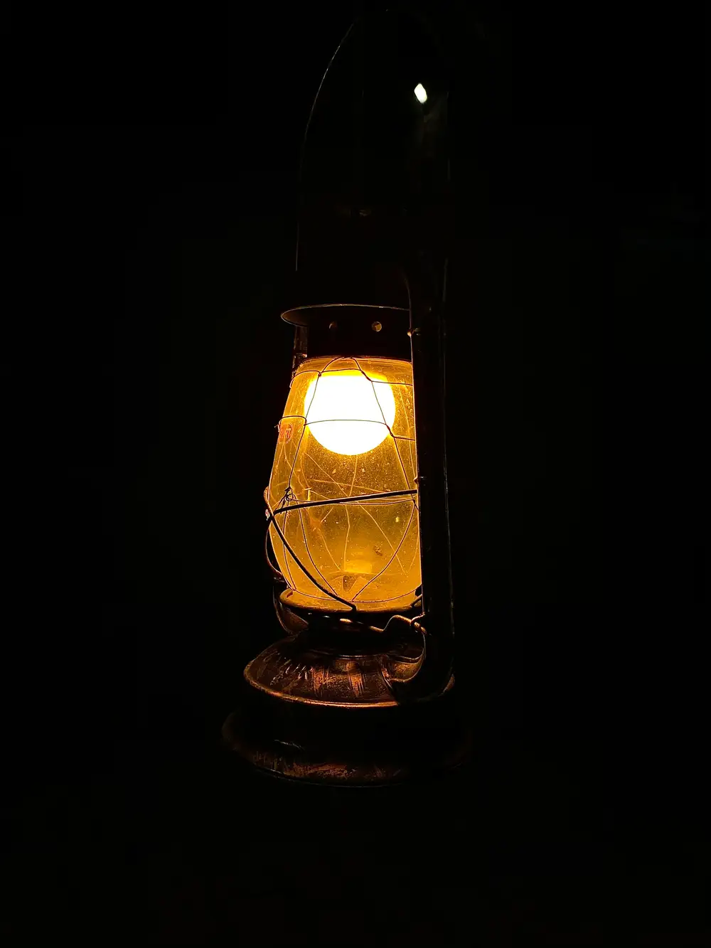 A lit lantern