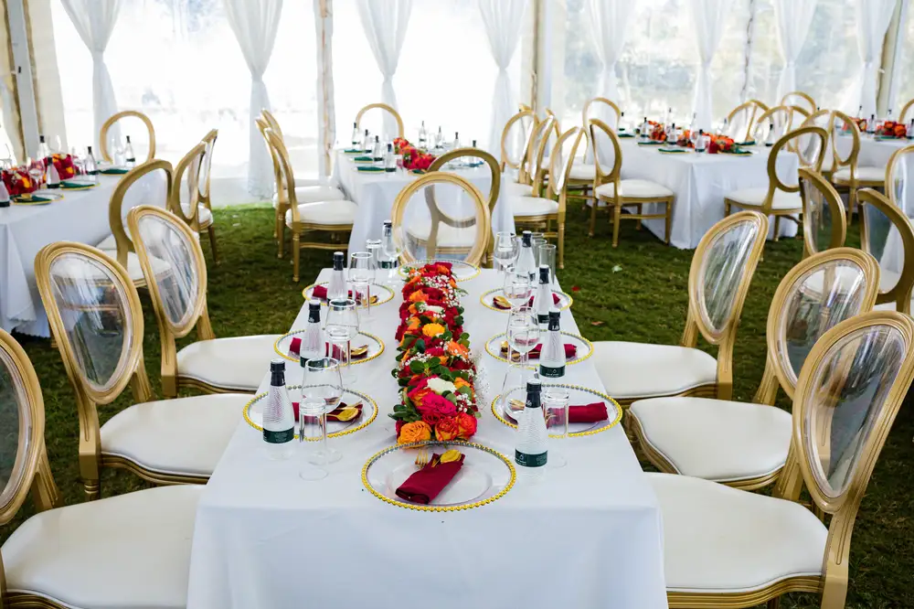 Elegant Wedding six sitter reception table