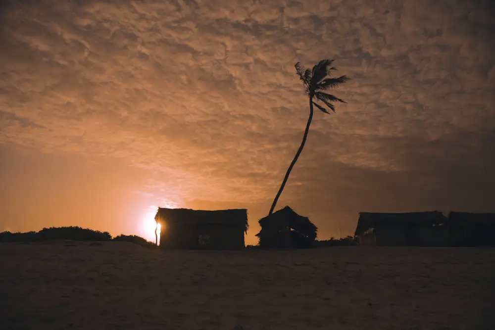 sunset at a beach house