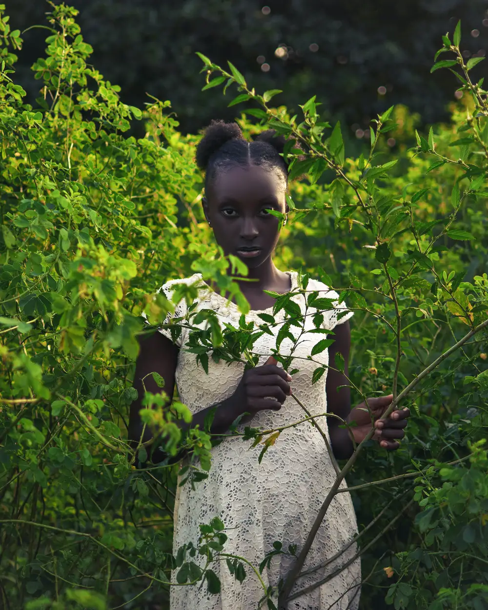 Lady on white facing the camera