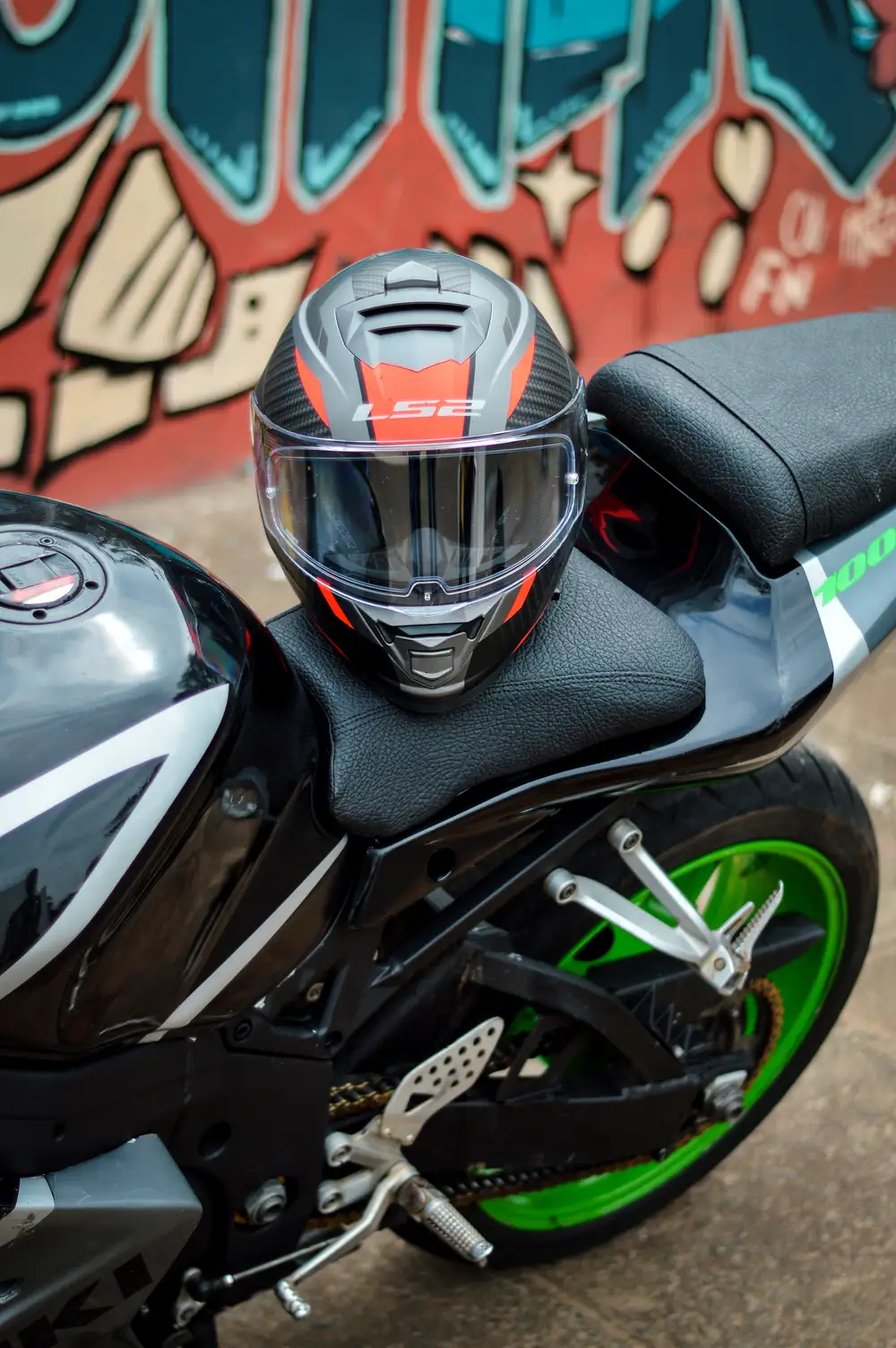 Black power bike with helmet