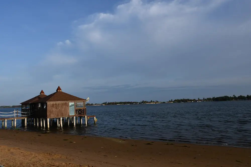 Bamboo hut in the ocean