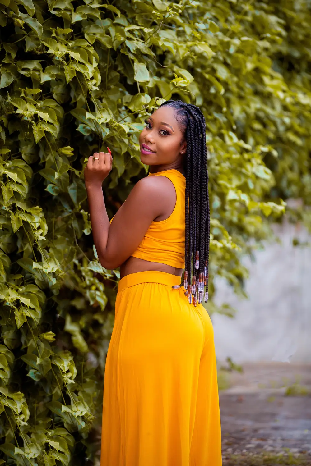 Pretty lady with long braids.