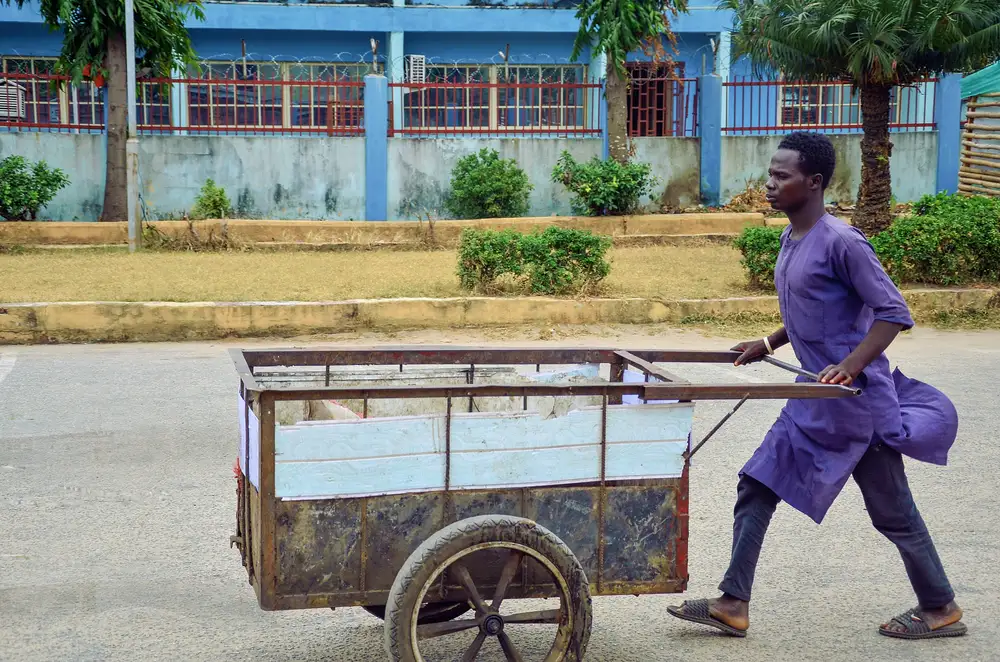 Man Pushing Cart