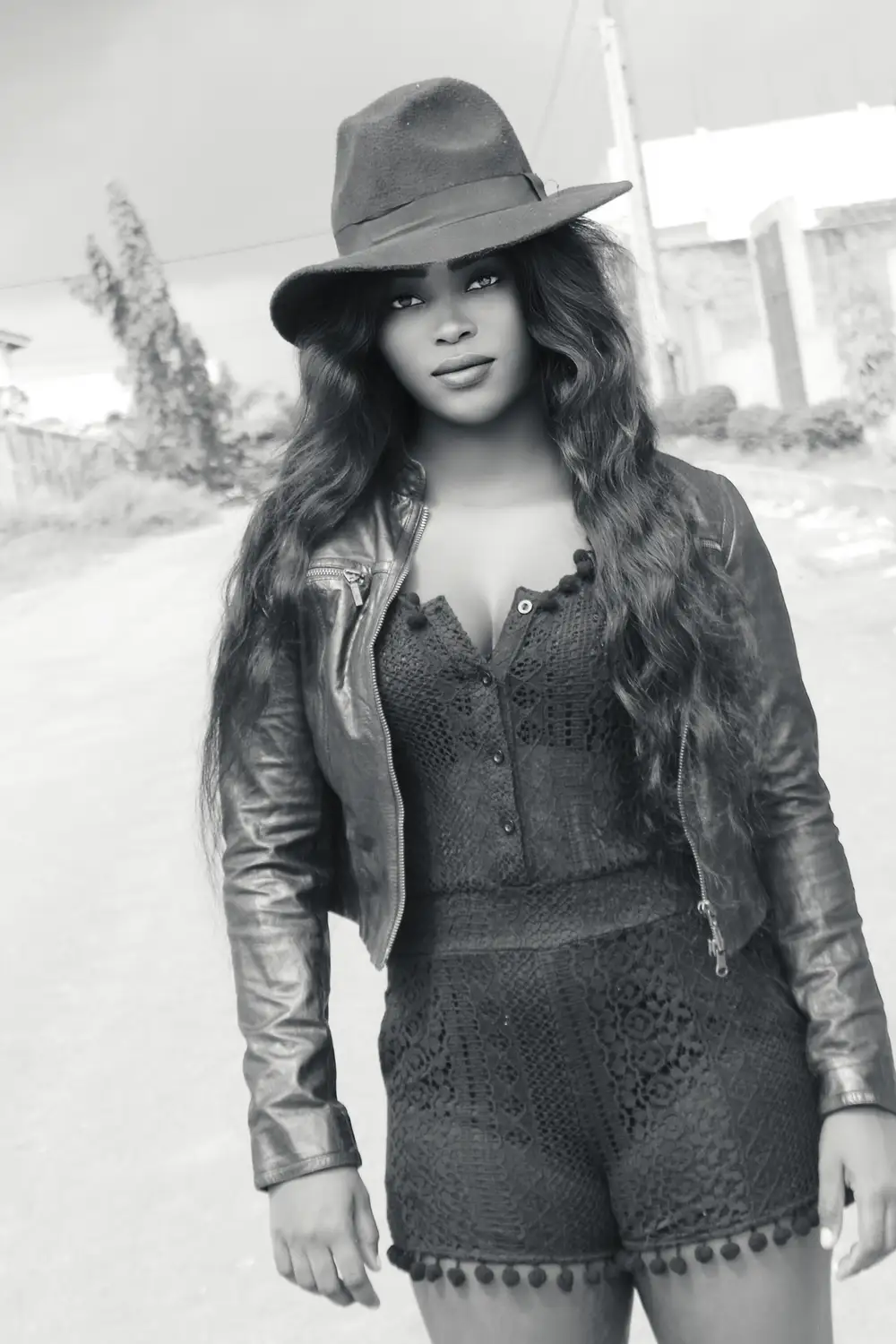 black and white photo of a woman