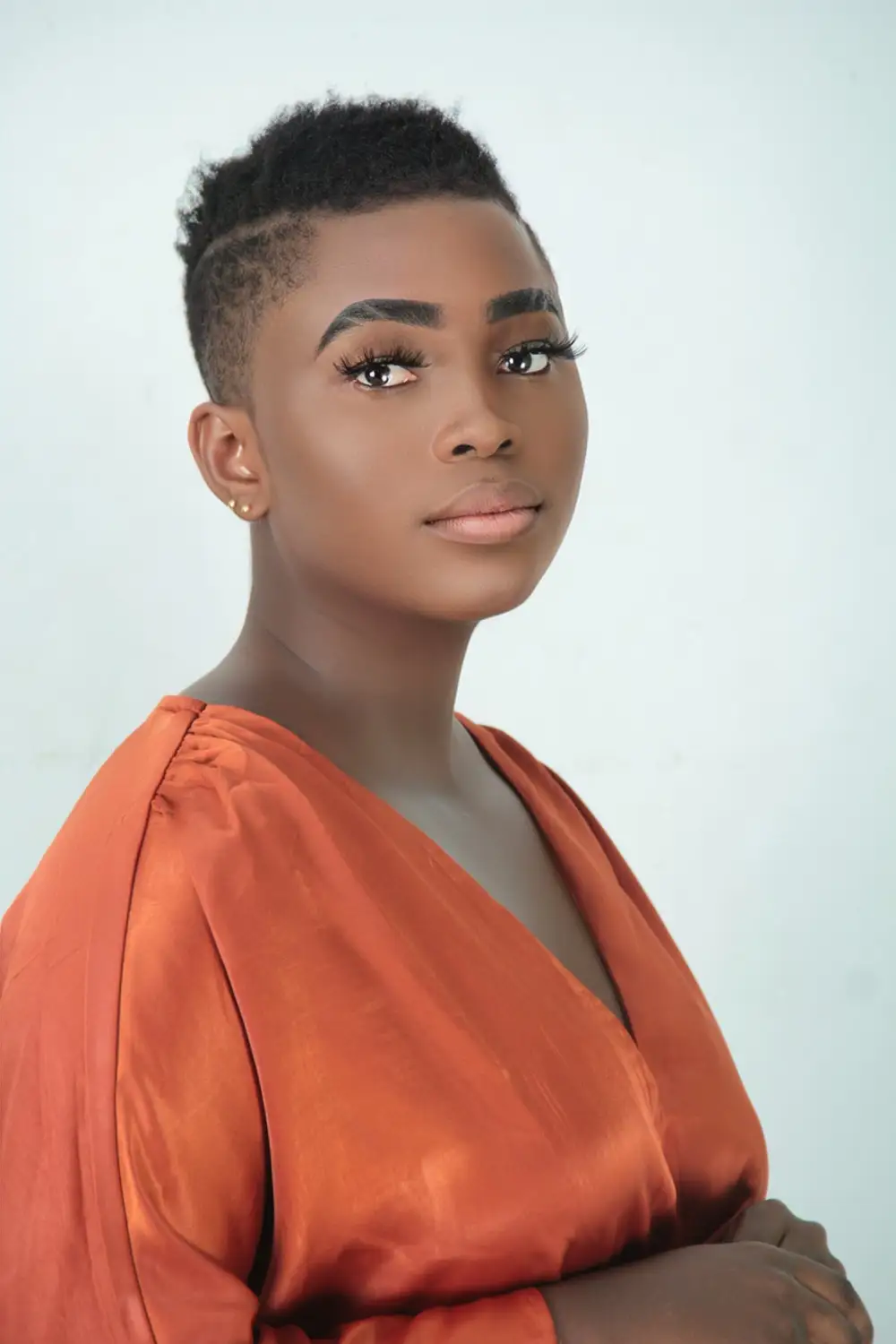 Woman with short haircut