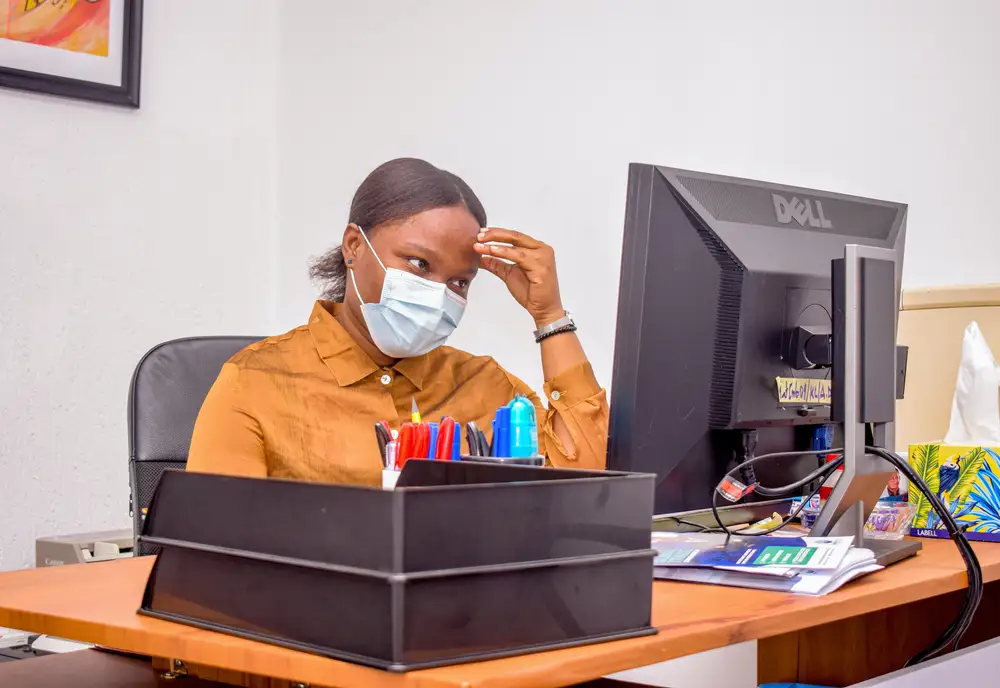 Woman working at an office desk