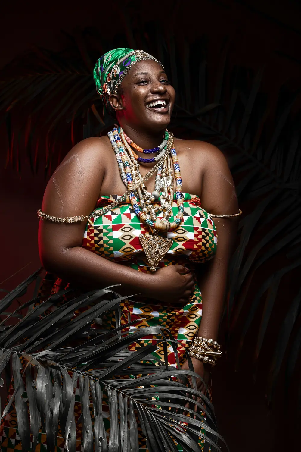 Plus sizesd woman smiling in a traditional attire