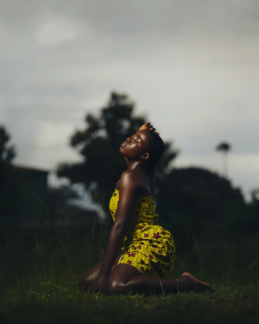 Woman posing on grass