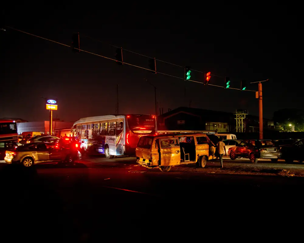 Lagos Buses at night