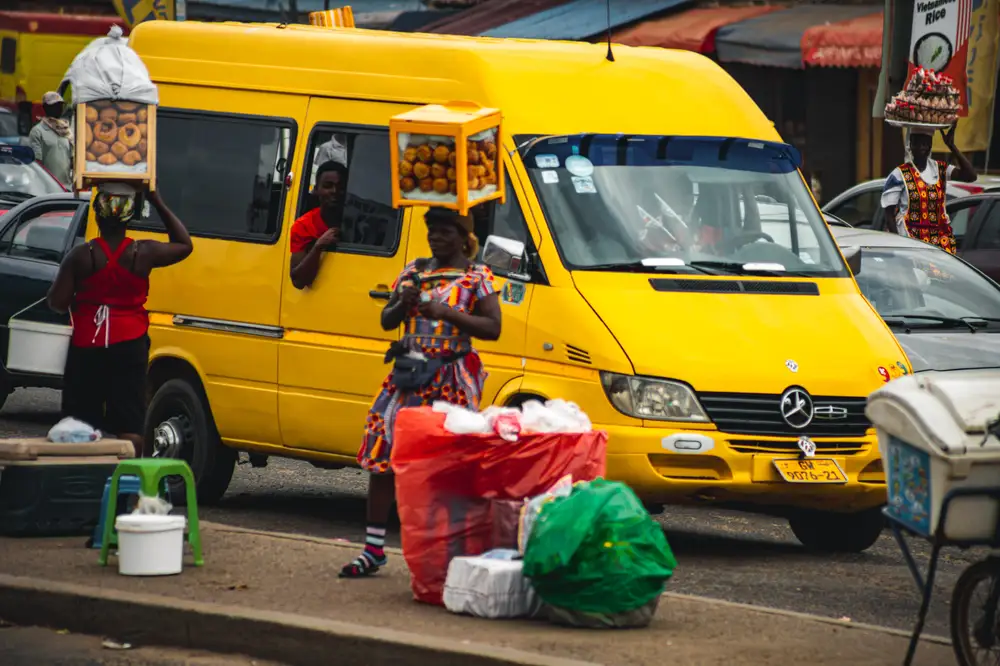 street hawkers on the road