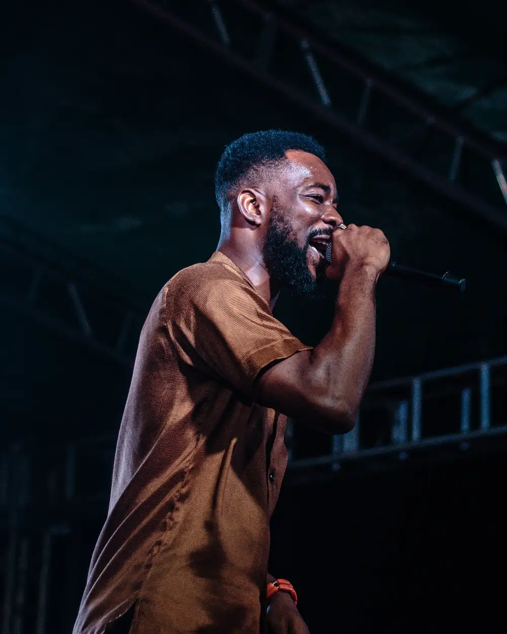 A man holding a microphone