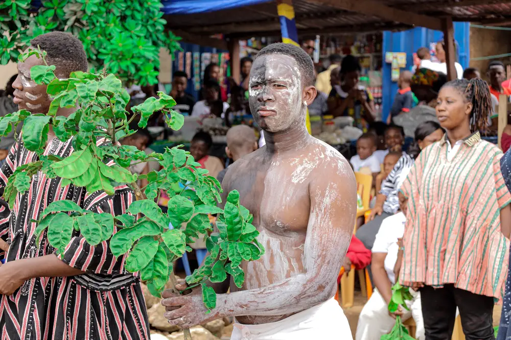 A body-painted man