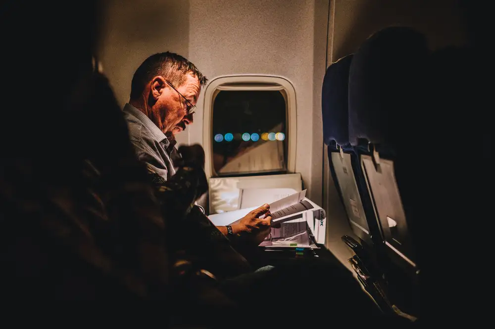 A man in an aeroplane
