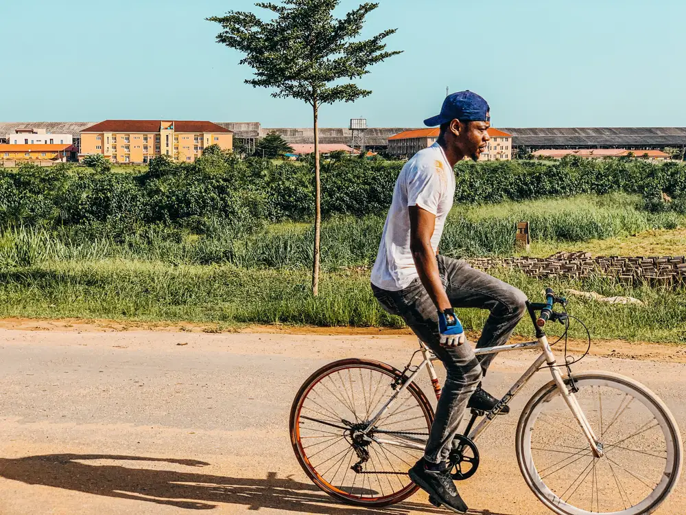 young man on a bicycle