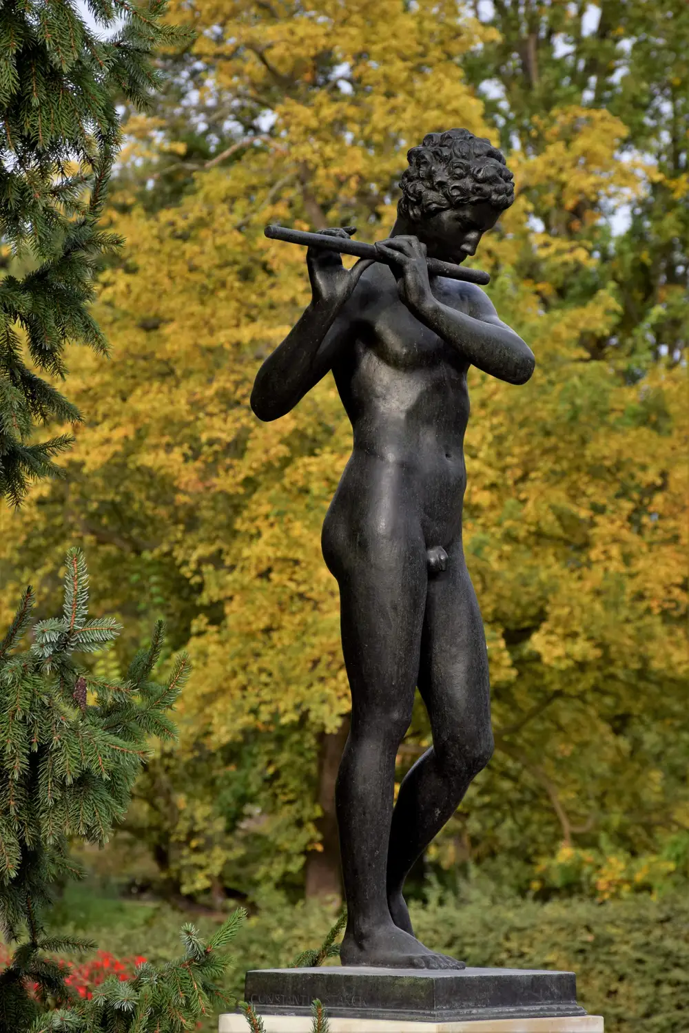 black naked male statue