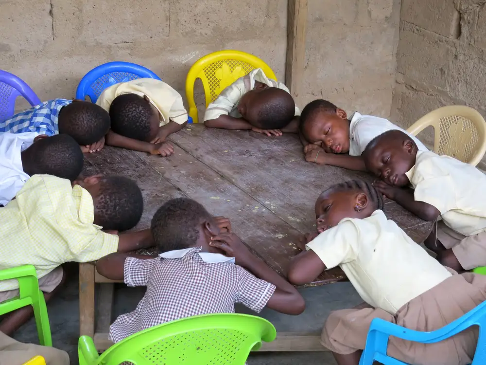 school children sleeping