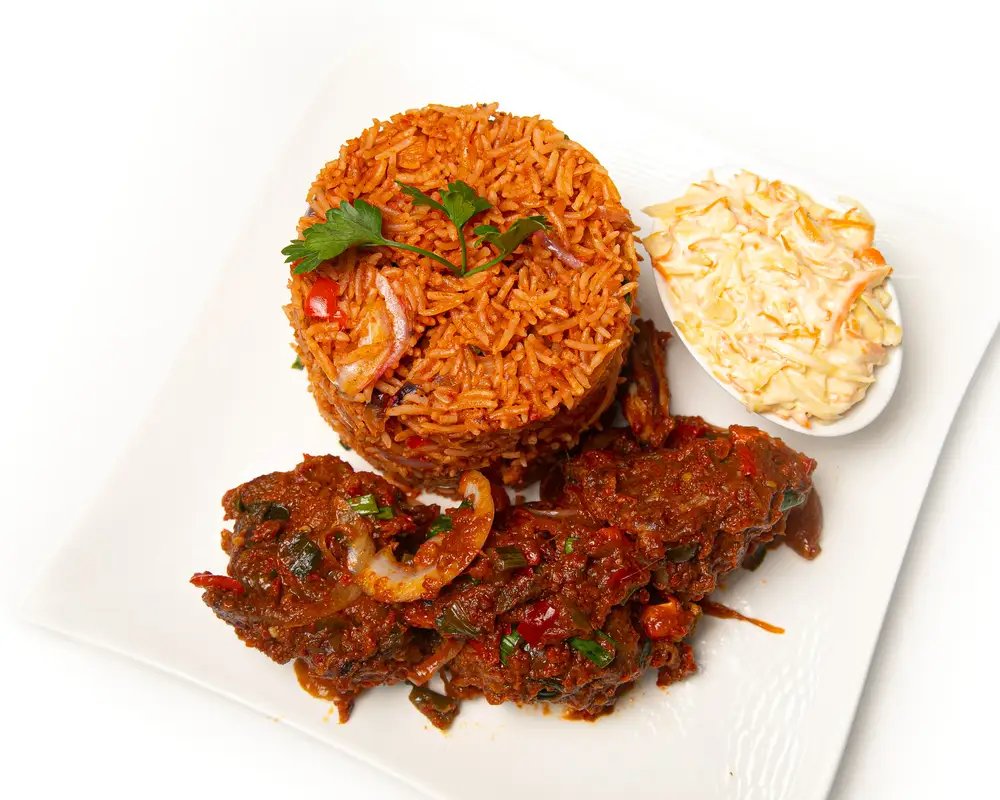 Jollof rice salad and beef