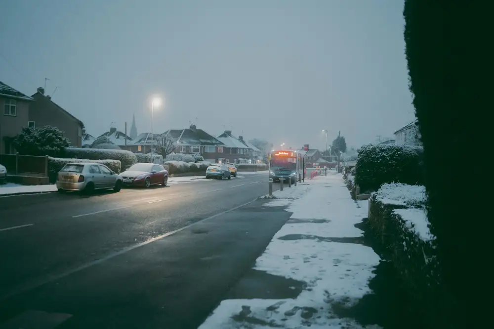 A snow filled street