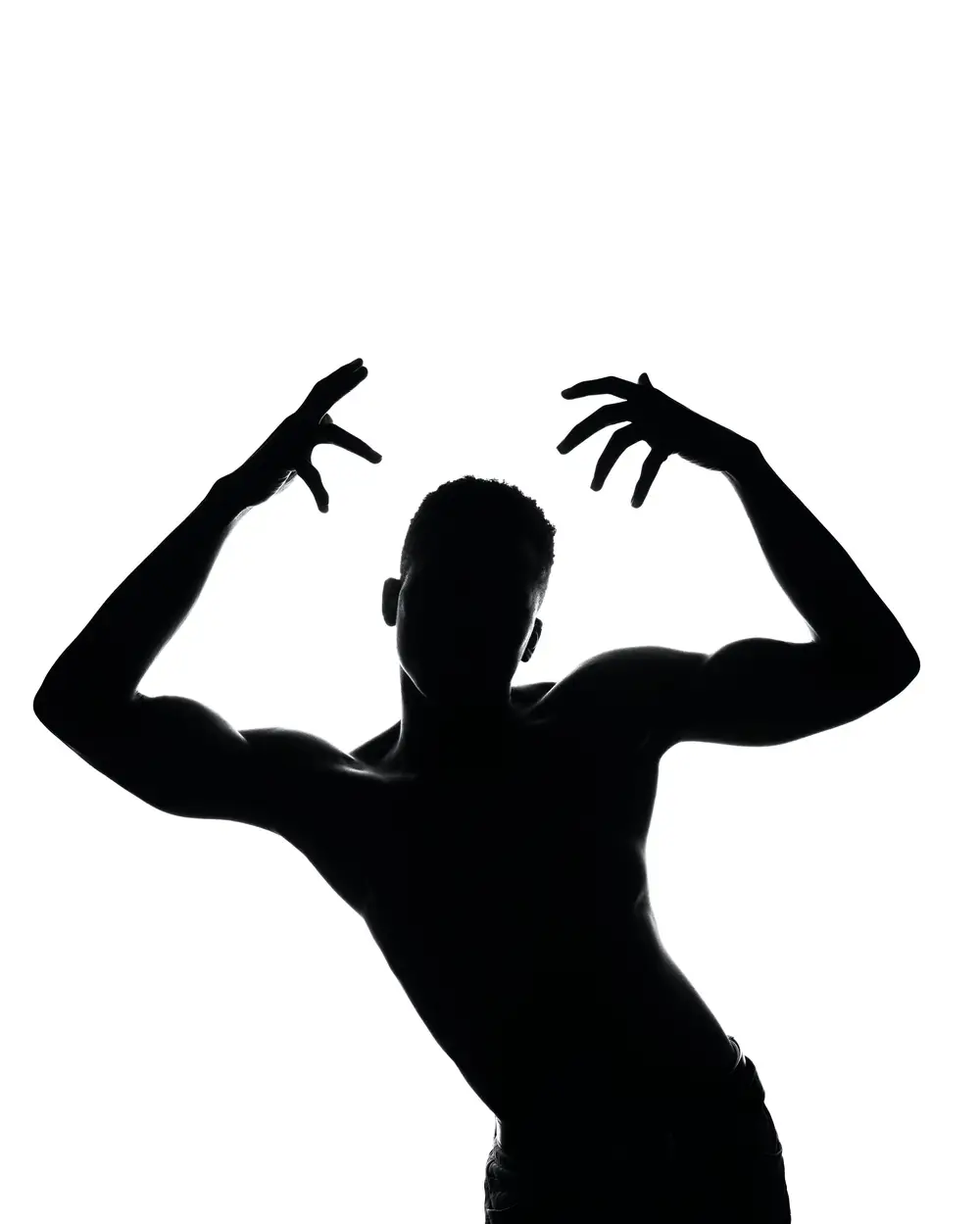 silhouette of a muscular young man in bold pose