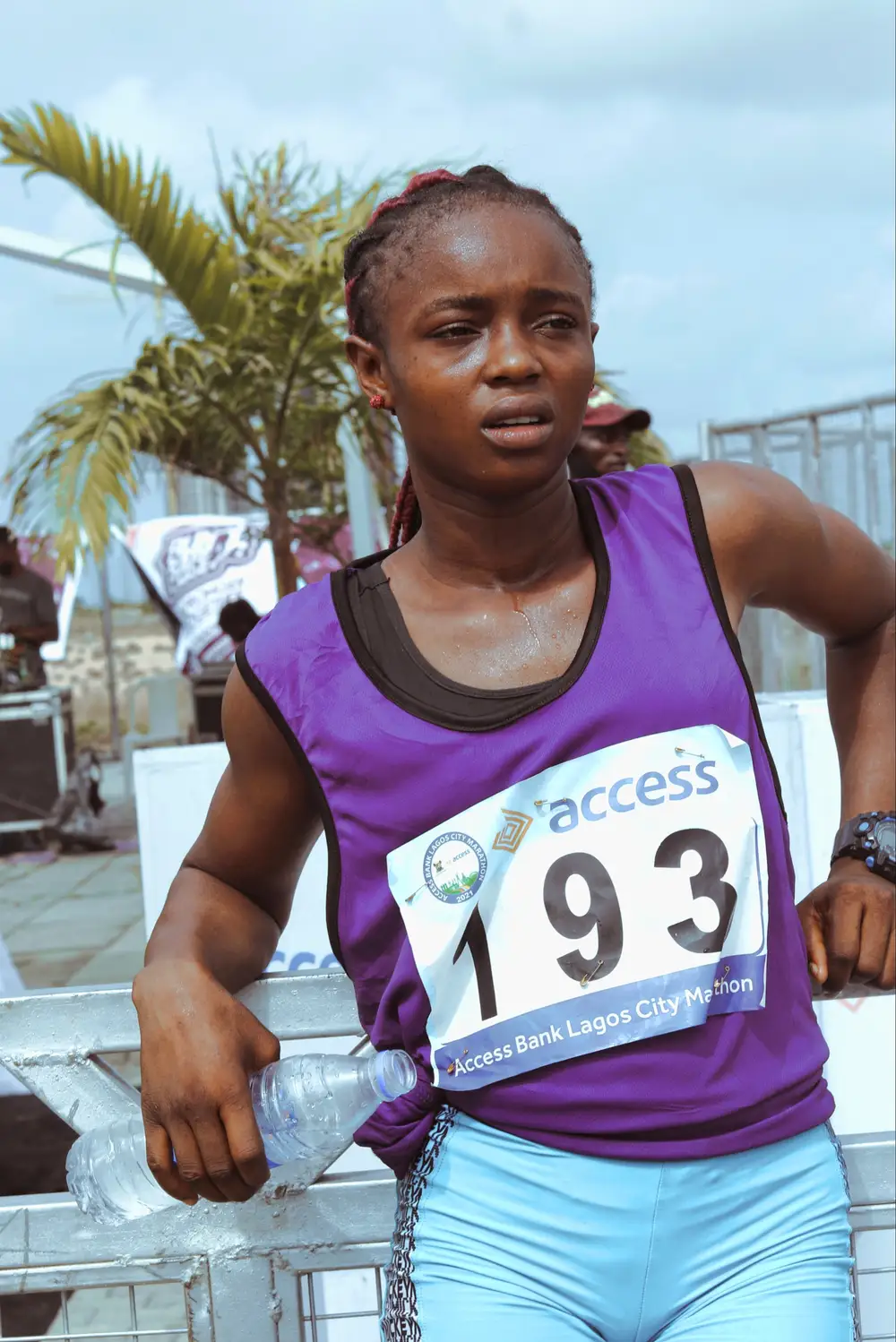 Picture of Nigerian Female athlete at Lagos city Marathon after running