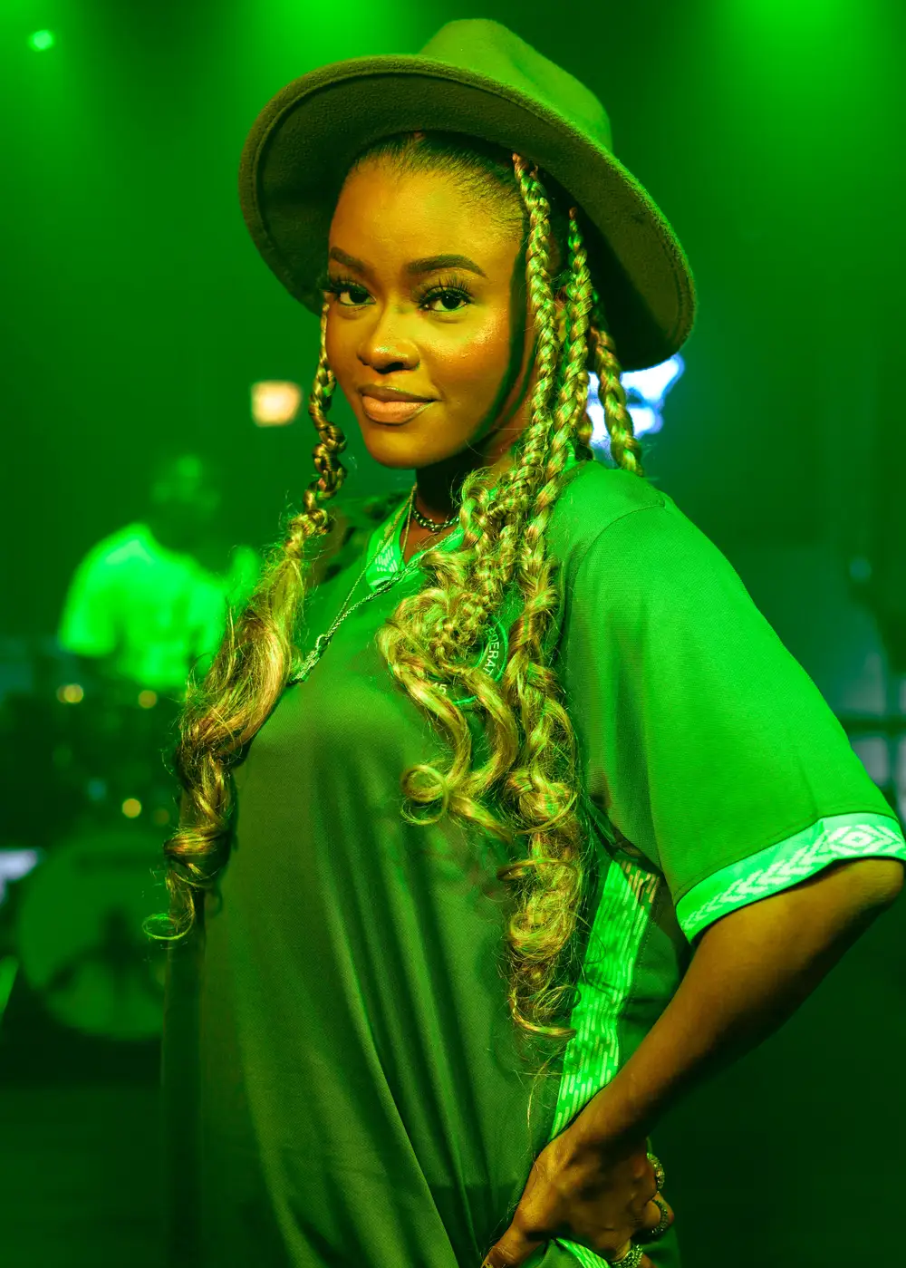 Singer Liya in Nigeria's Super Eagles Home Kit