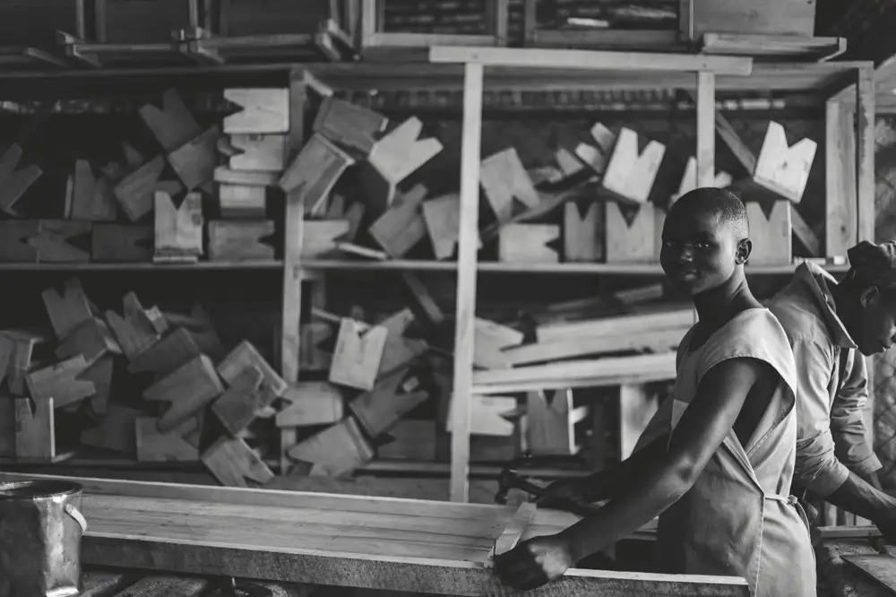 a young girl at work