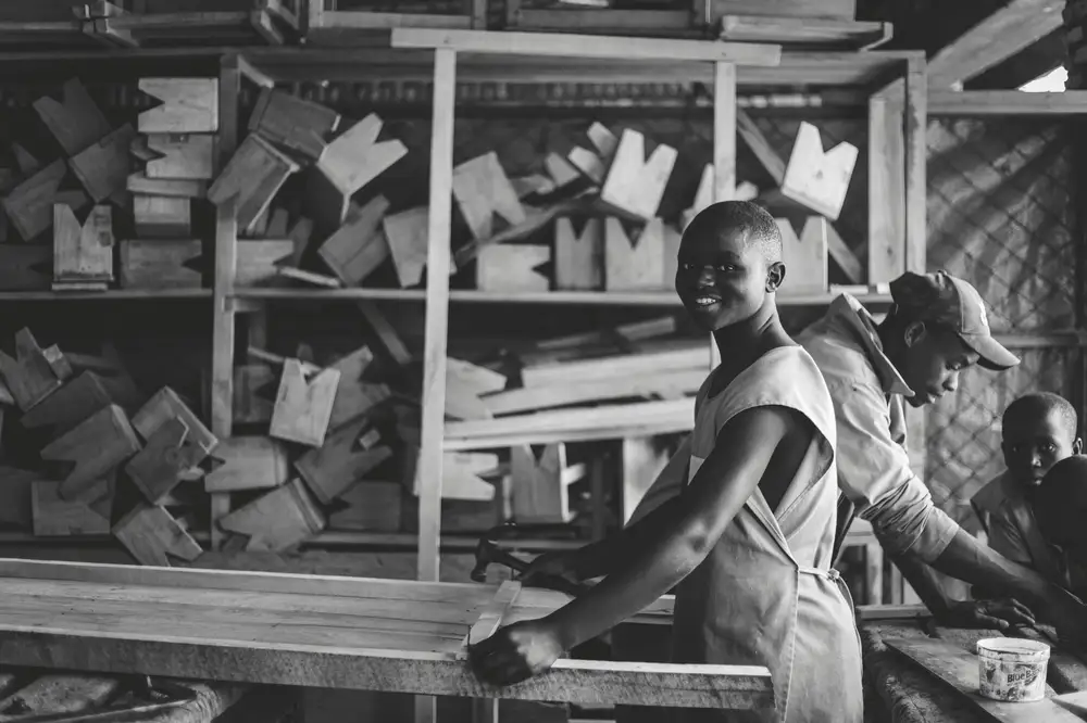 a young girl at work
