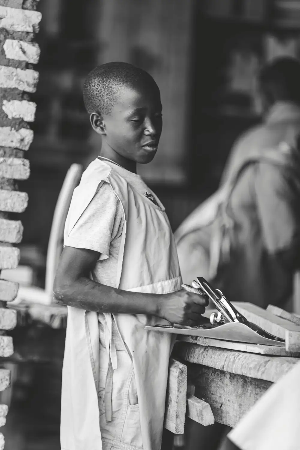 a young girl at work