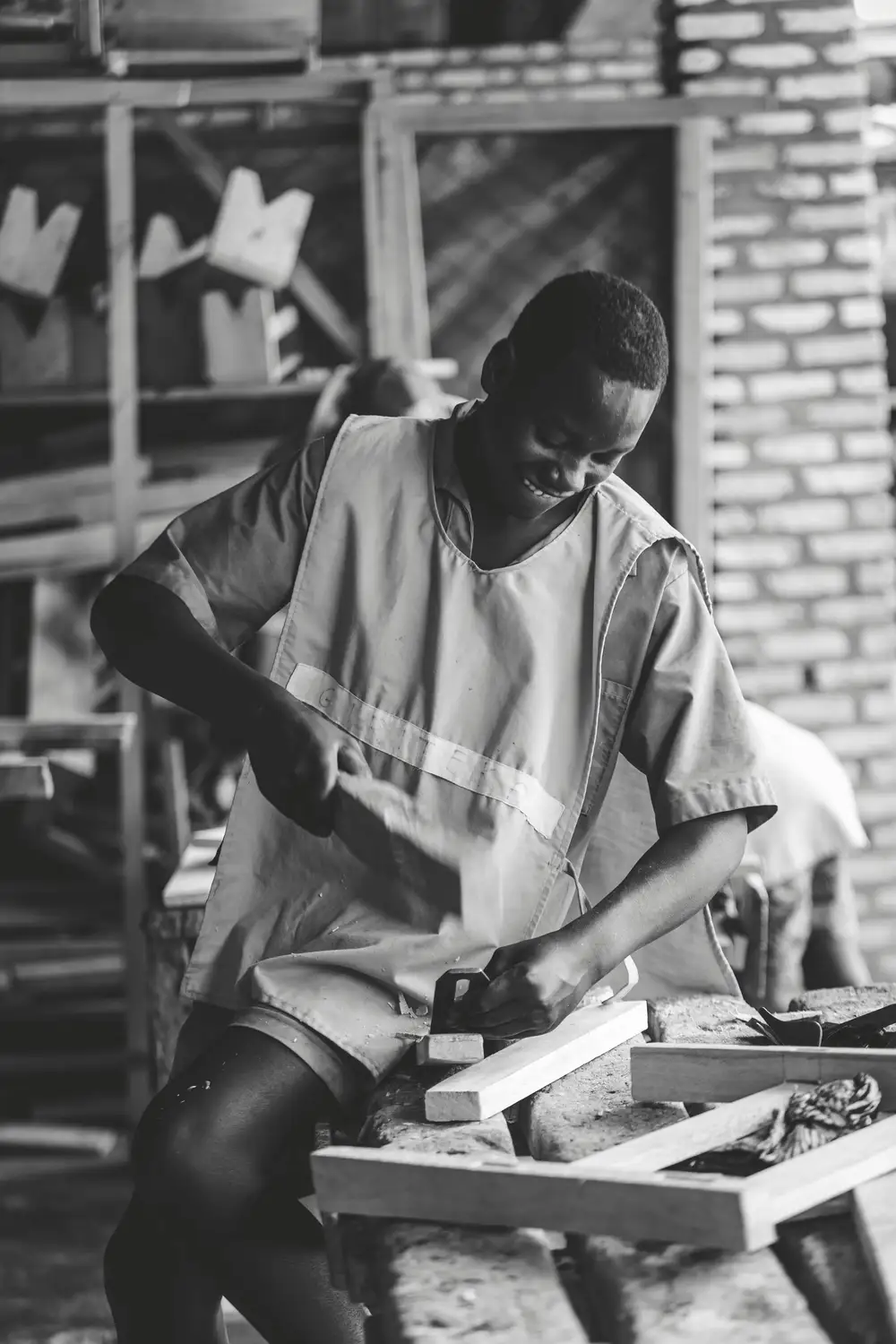 a boy at work