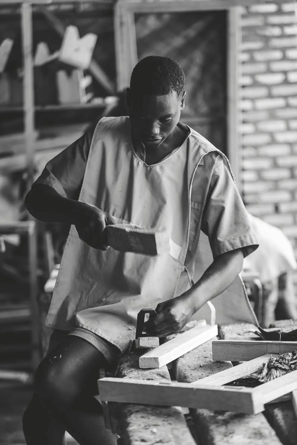 a boy at work