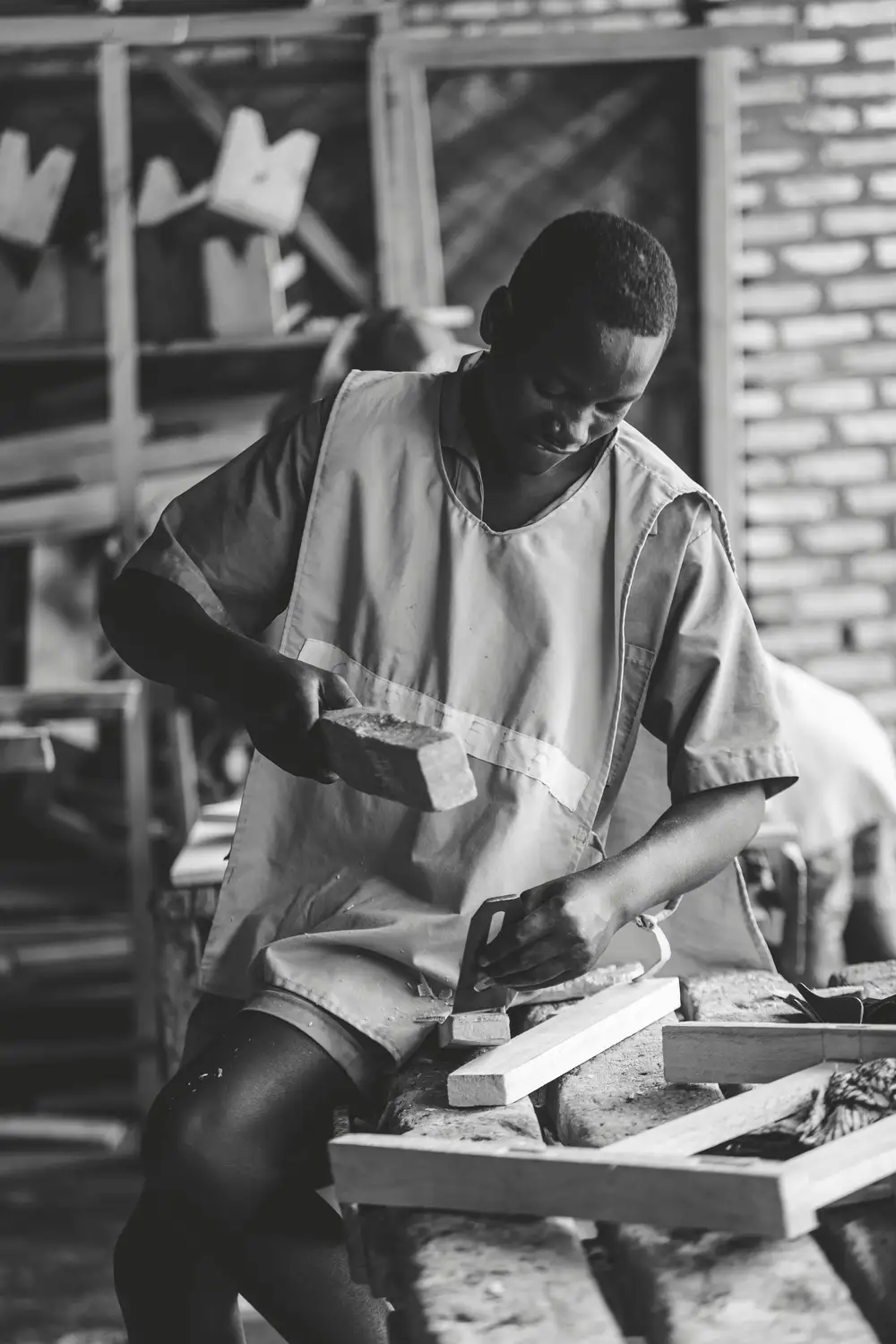 a boy at work