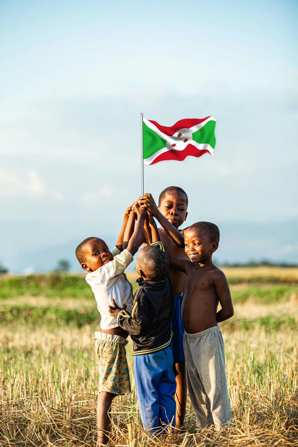 children holding a flag