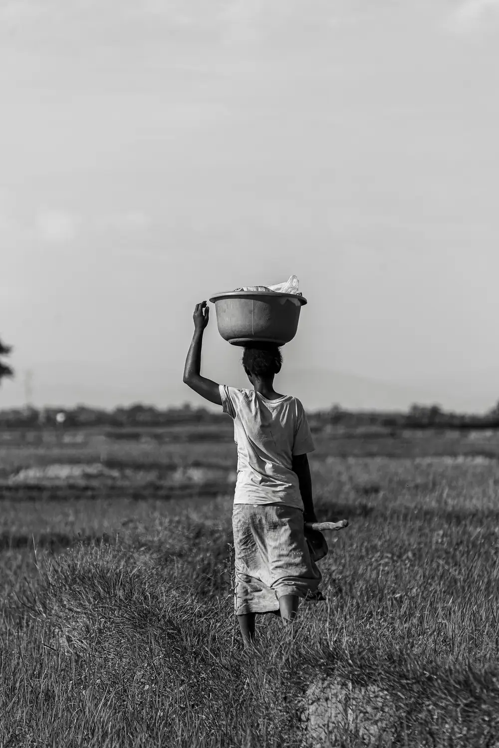 woman carrying load on her head