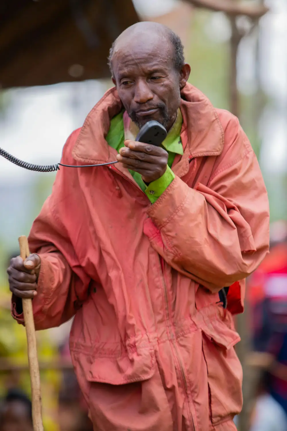 a man with walking stick