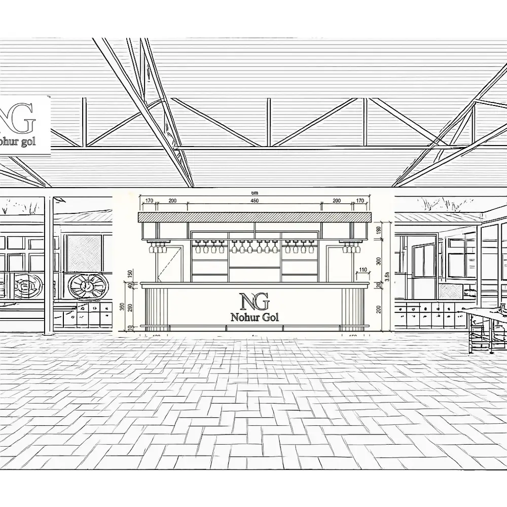 Bu sekil Bir restoranin heyetidir. ve men ustune bar certiyoju elave etmisem  ikisinde hazirlamaginizi istyirem